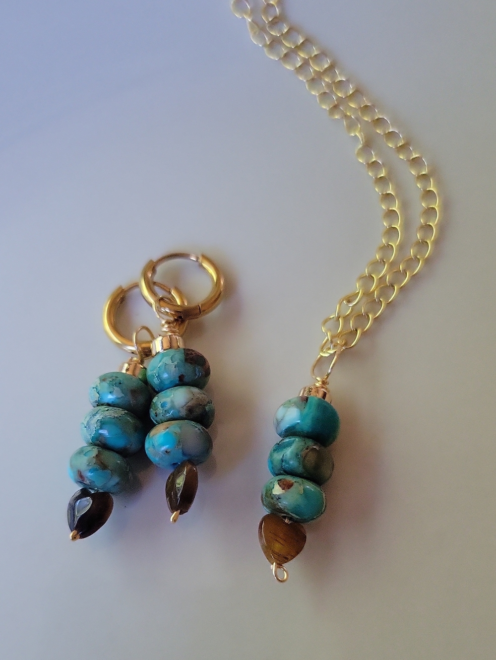 Pendant and Earrings Set Serpentine Jasper
